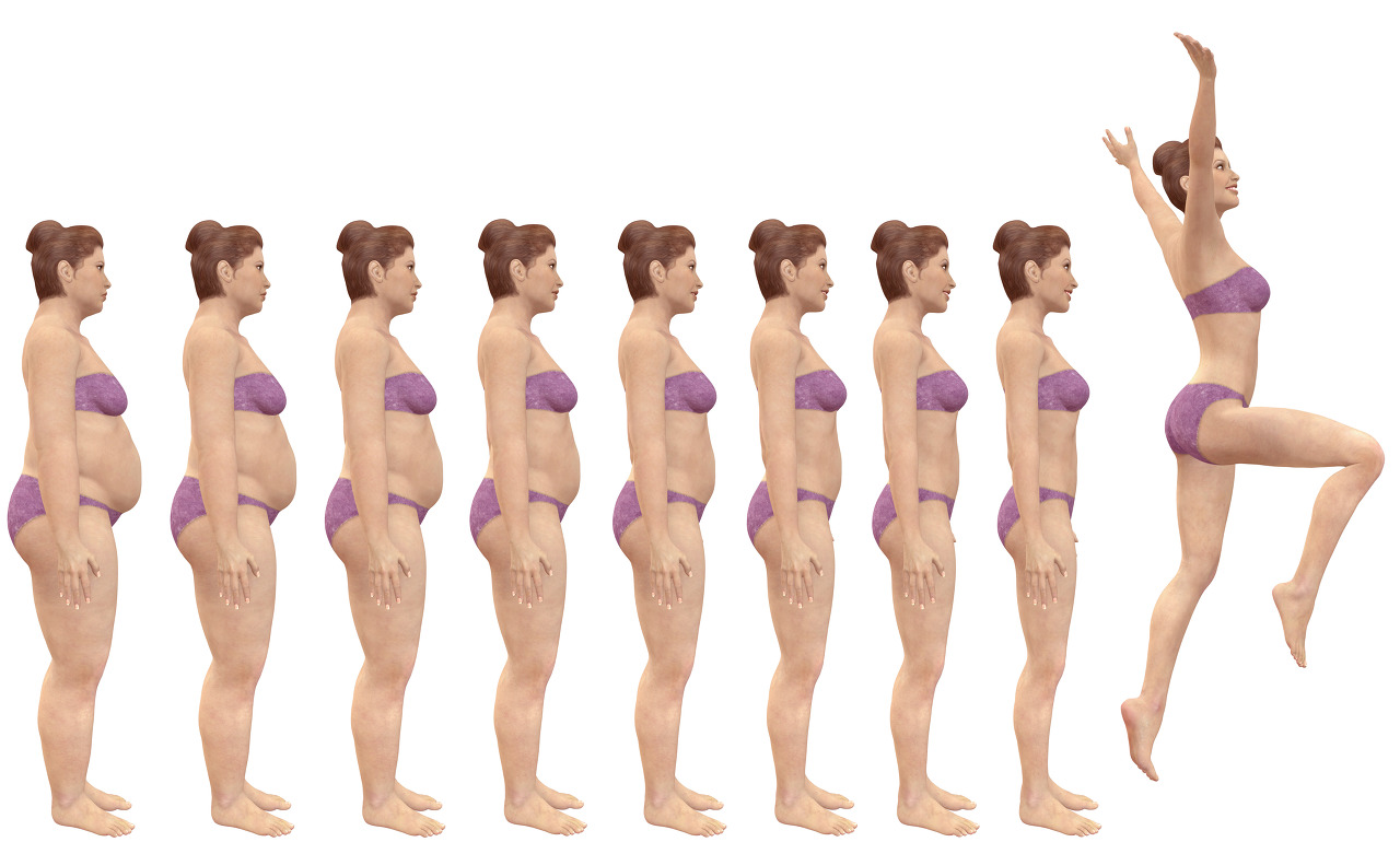 Evolution du corps de la femme pendant une remise en forme