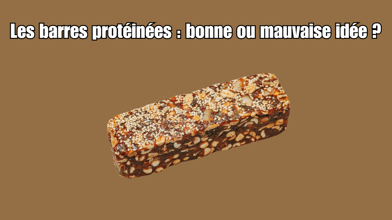 Illustration avec une barre protéinée aux cacahuètes et graines de sésame.