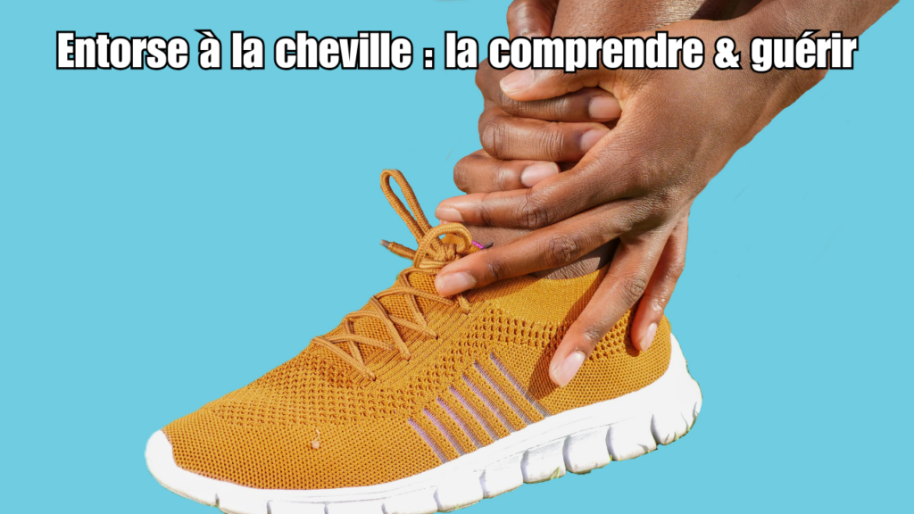 Une sportive en basket se tient le pied suite à une entorse à cheville.